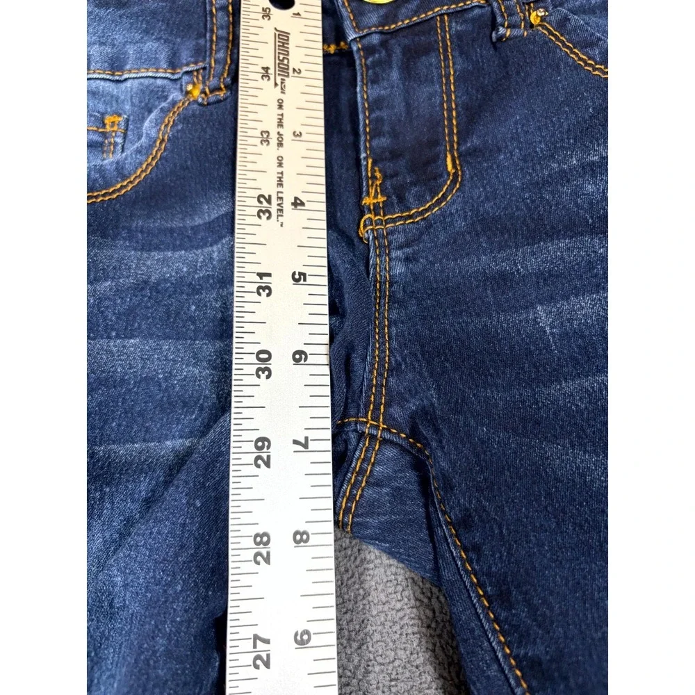 VIP Jeans Women 1/2 Blue Denim Medium Wash 5-Pockets Whiskered Skinny Leg Grunge